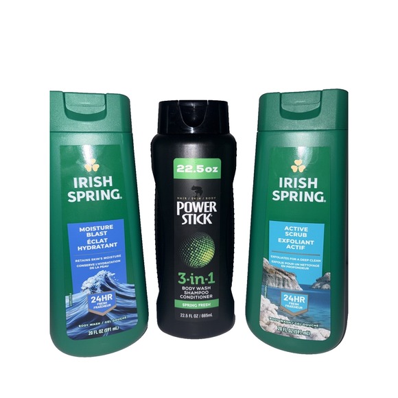 Power Stick / Irish Spring Other - (3) Pack Power Stick 3-in-1 Shampoo Conditioner Body Wash / Irish Spring